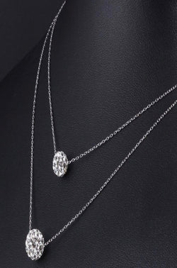 two layer crystal ball silver necklace, silver layered necklace, necklace, silver necklace