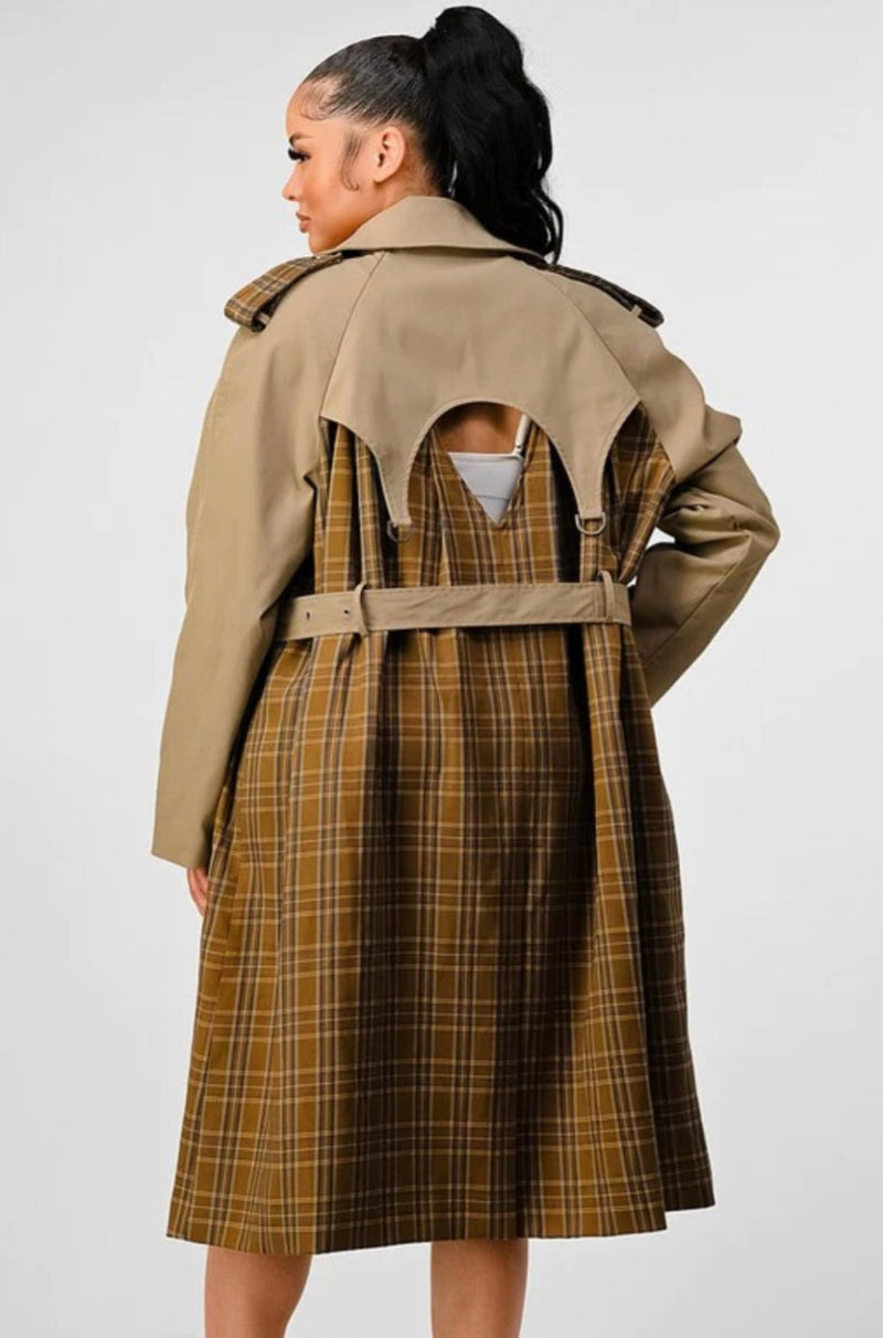 Plaid Trench Coat
