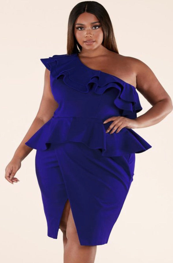 blue ruffle plus size dress