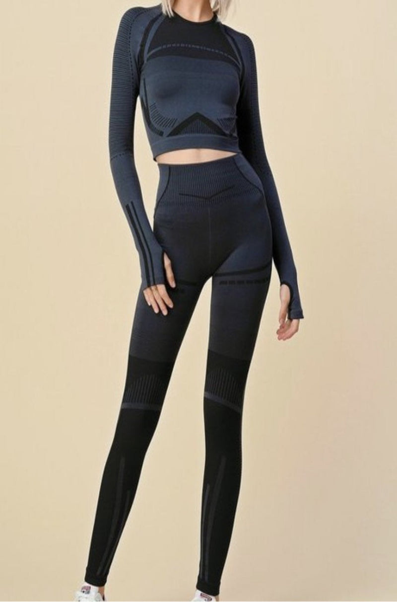 black two piece yoga workout pant set